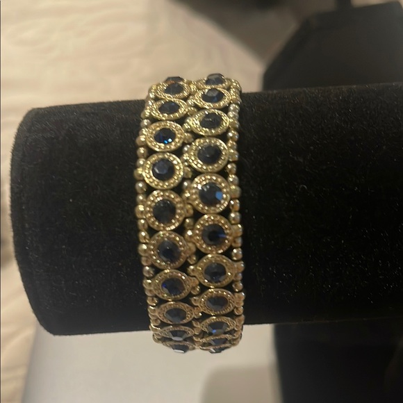 Gold and Blue Gemstone Bracelet - Picture 2 of 2